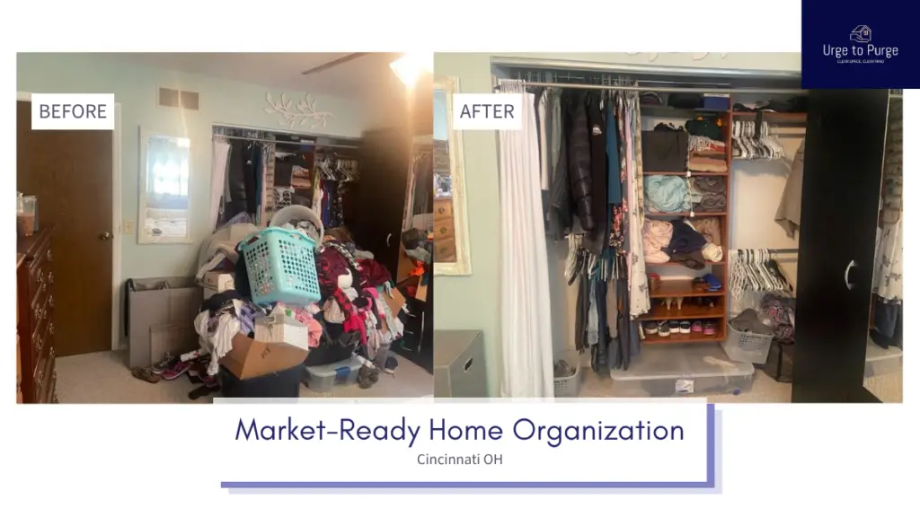 Before and after — a family home decluttered room by room for showings, whole home in Cincinnati, OH