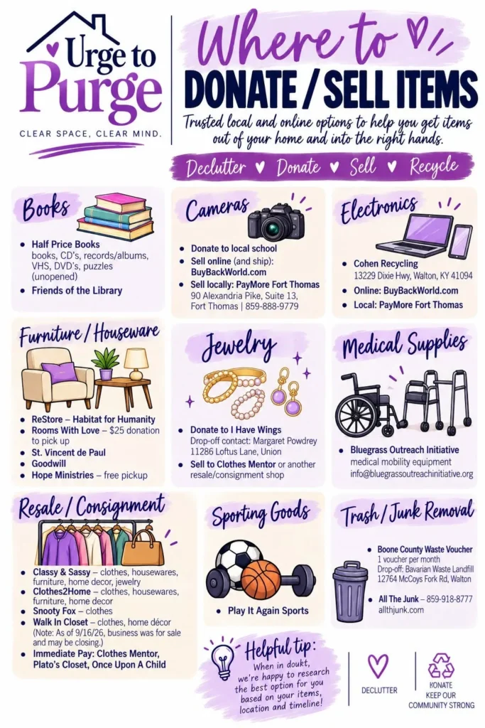 Urge to Purge guide to where to donate and sell items in Northern Kentucky, by category